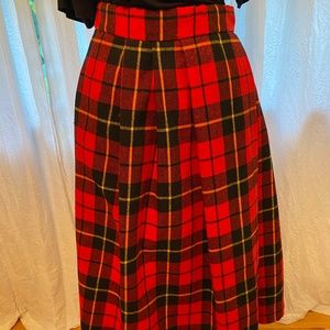 Red plaid wool skirt
